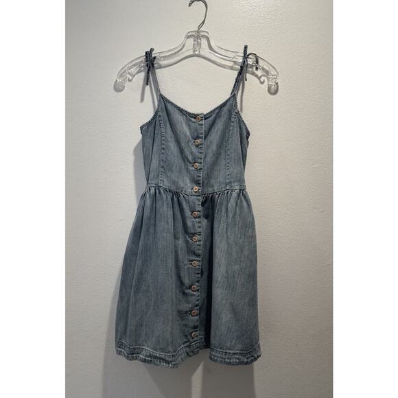 POLO RALPH LAUREN Girls Dress Size 12 Denim Tank Pockets Button Front Classic - Picture 1 of 8